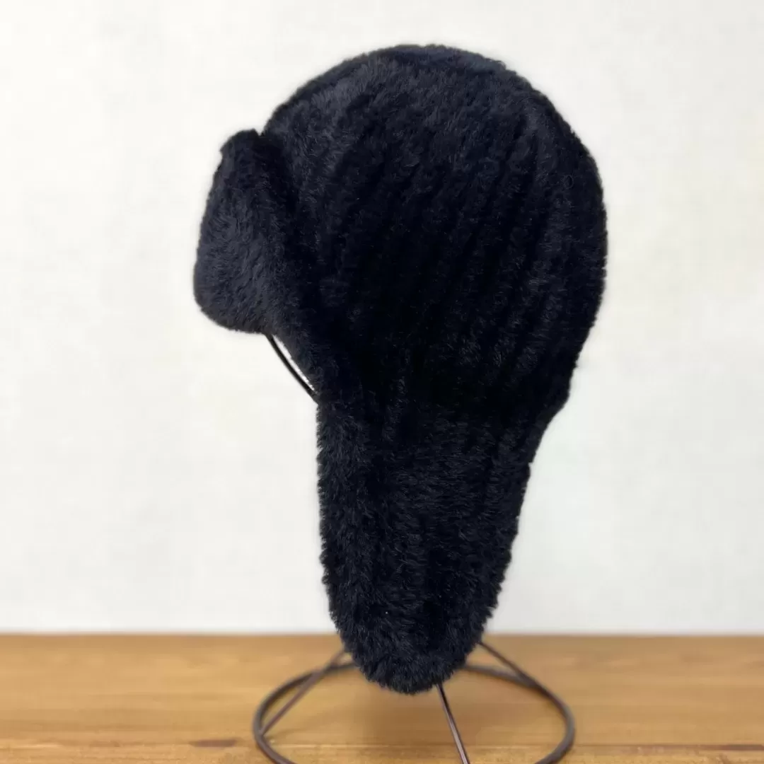 shaggy knitted flight cap